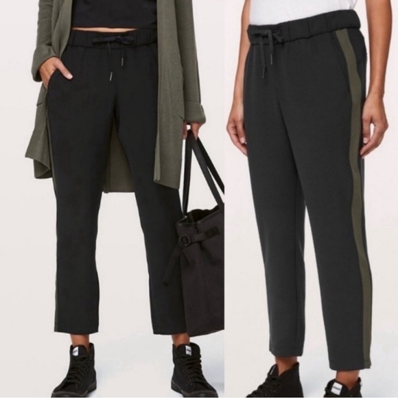 Lululemon - On The Fly Pant Track Stripe - Dark Olive / Black - 2 - Picture 3 of 6